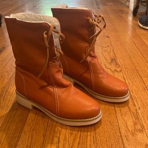 These rusty colored boots are very comfortable and new